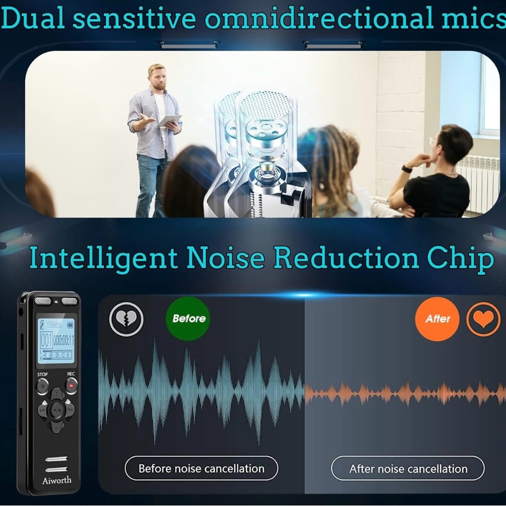 NWT 72GB Digital Voice Recorder Voice Activated Recorder for Lectures Meetings - Picture 9 of 10